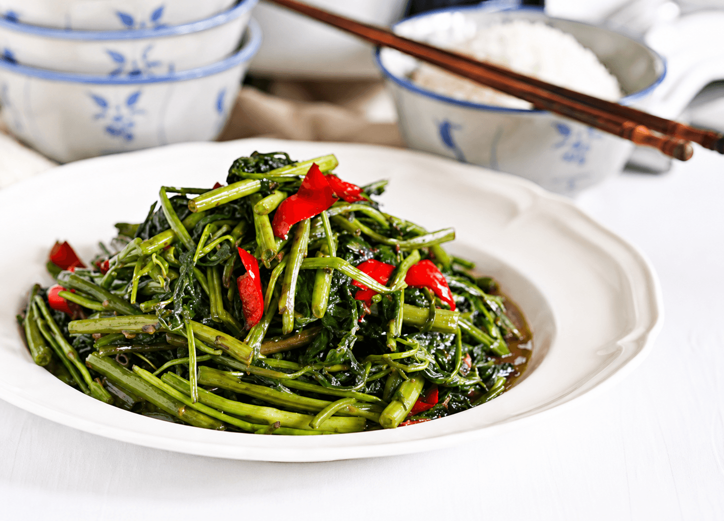Devilled Kangkung