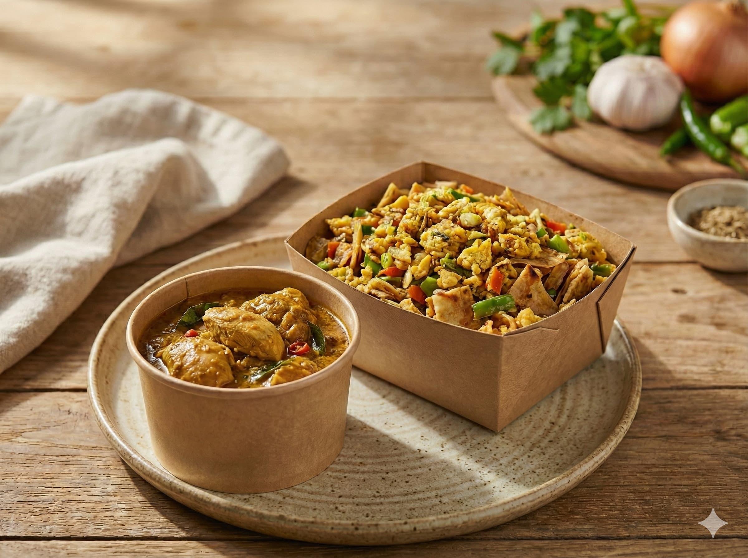 Egg Kottu with Chicken Curry